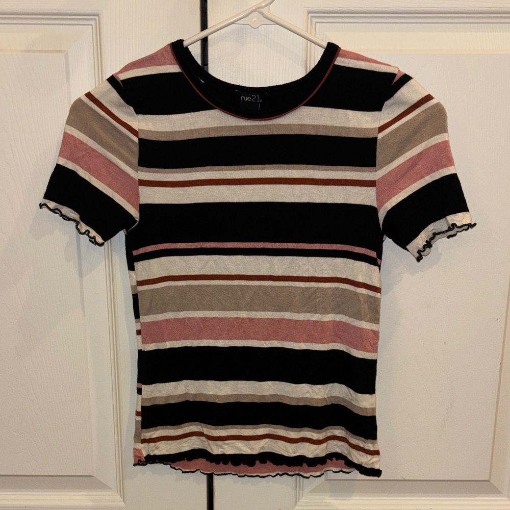 Rue21 Women's Multicolor Striped Short Sleeve Tee